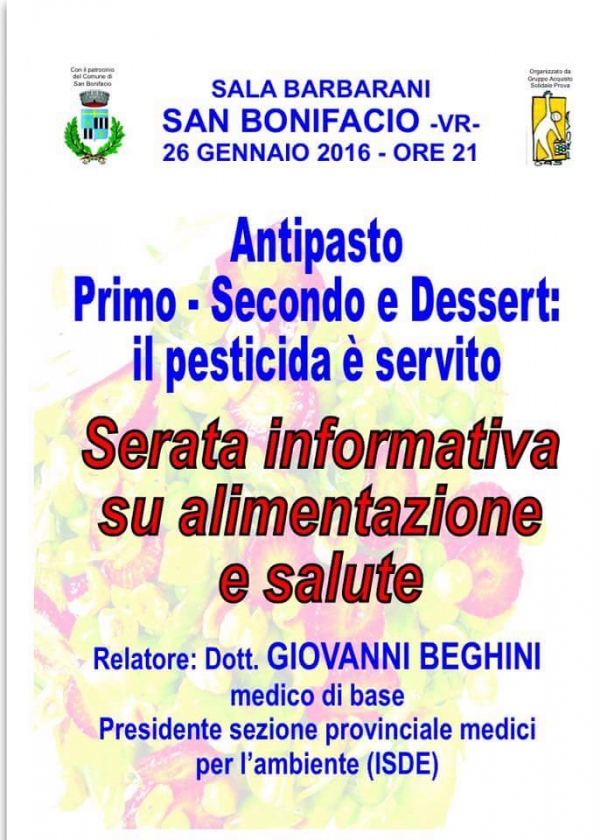 Il pesticida è servito: 26 gennaio a San Bonifacio.